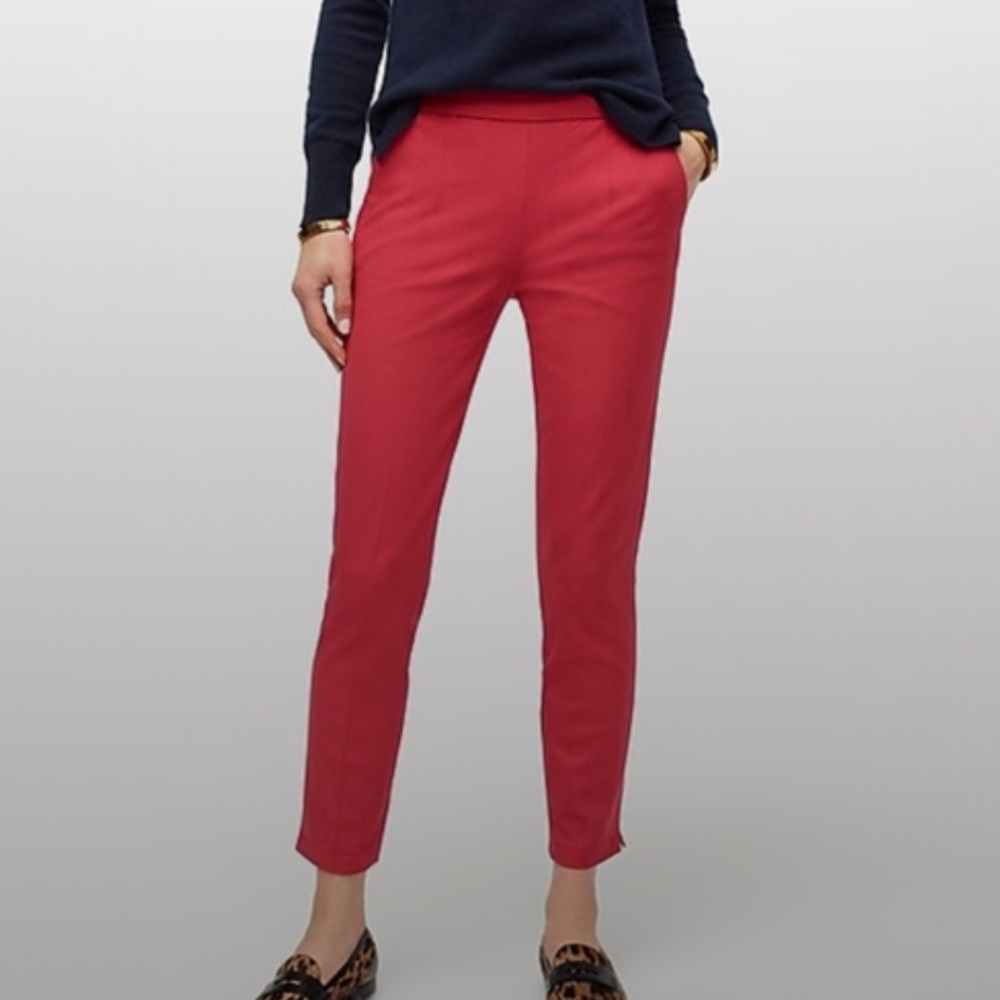J Crew Martie Pant in Bi-stretch Cotton Coral Red 4